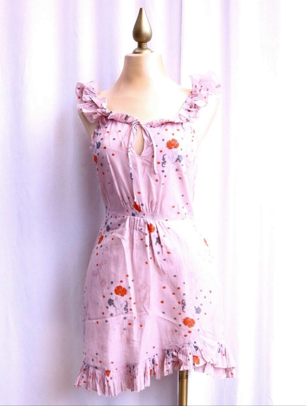 Juicy Couture Pink Silk Blend Floral Ruffle Mini Dress | Size 4